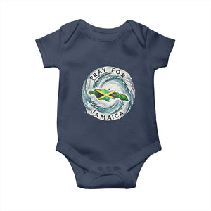 Pray For Jamaica Hurricane Support Baby Onesie Strong Island Map and Storm Graphic TS02 Navy Print Your Wear