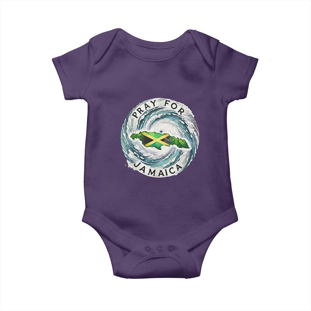 Pray For Jamaica Hurricane Support Baby Onesie Strong Island Map and Storm Graphic TS02 Purple Print Your Wear