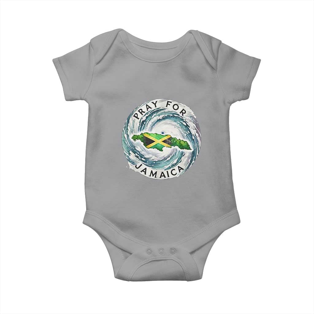 Pray For Jamaica Hurricane Support Baby Onesie Strong Island Map and Storm Graphic TS02 Sport Gray Print Your Wear