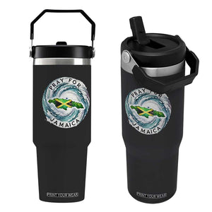 Pray For Jamaica Hurricane Support Flip Straw Tumbler Strong Island Map and Storm Graphic TS02 One Size: 30 oz Black Print Your Wear