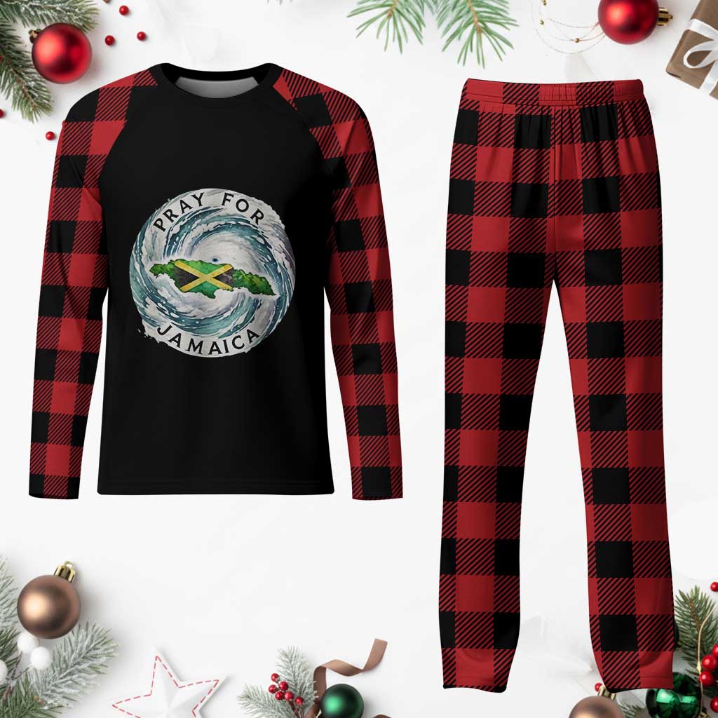Pray For Jamaica Hurricane Support Plaid Pajama Set Strong Island Map and Storm Graphic TS02 Buffalo Plaid Print Your Wear