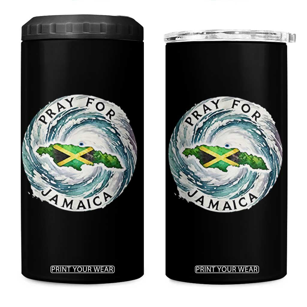 Pray For Jamaica Hurricane Support 4 in 1 Can Cooler Tumbler Strong Island Map and Storm Graphic TS02 One Size: 16 oz Black Print Your Wear