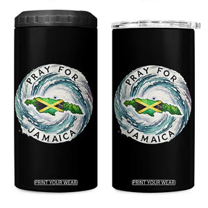 Pray For Jamaica Hurricane Support 4 in 1 Can Cooler Tumbler Strong Island Map and Storm Graphic TS02 One Size: 16 oz Black Print Your Wear