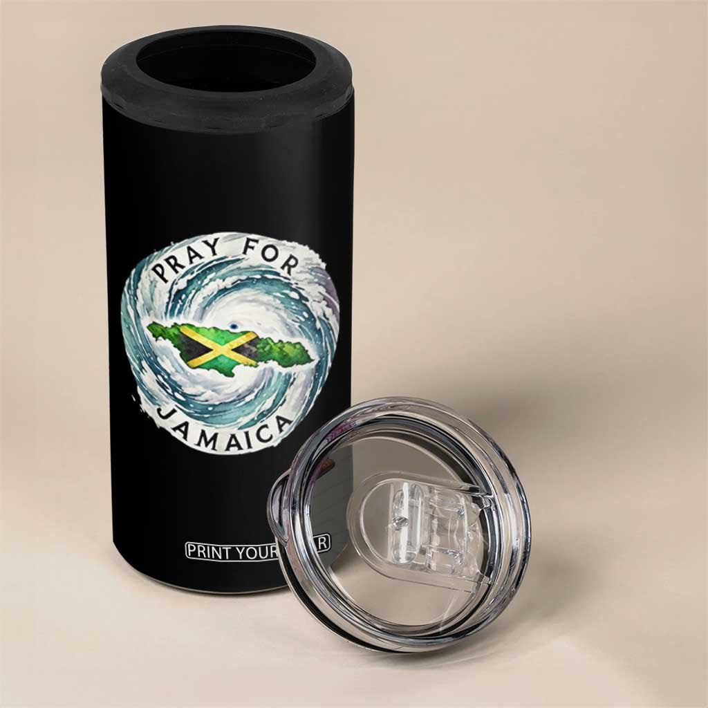 Pray For Jamaica Hurricane Support 4 in 1 Can Cooler Tumbler Strong Island Map and Storm Graphic TS02 Print Your Wear