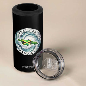 Pray For Jamaica Hurricane Support 4 in 1 Can Cooler Tumbler Strong Island Map and Storm Graphic TS02 Print Your Wear