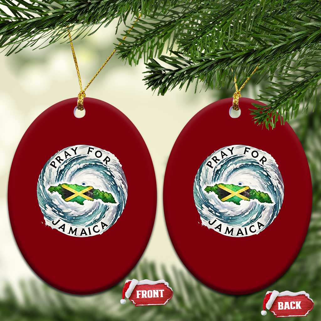 Pray For Jamaica Hurricane Support Ceramic Ornament Strong Island Map and Storm Graphic TS02 Print Your Wear