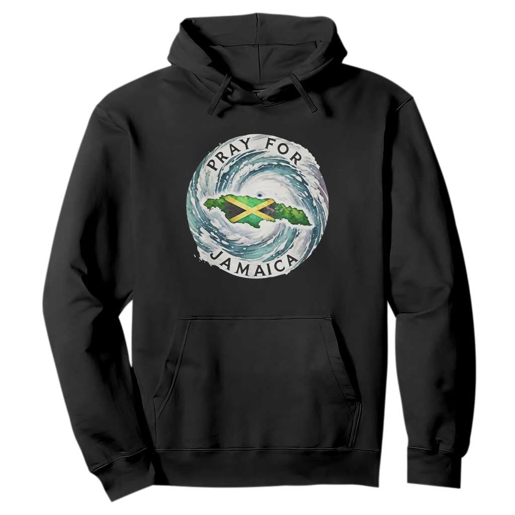 Pray For Jamaica Hurricane Support Hoodie Strong Island Map and Storm Graphic TS02 Black Print Your Wear