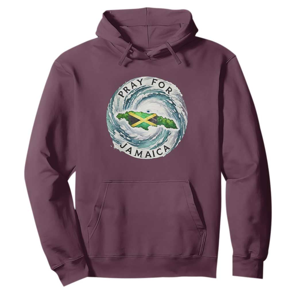 Pray For Jamaica Hurricane Support Hoodie Strong Island Map and Storm Graphic TS02 Maroon Print Your Wear