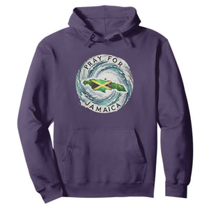 Pray For Jamaica Hurricane Support Hoodie Strong Island Map and Storm Graphic TS02 Purple Print Your Wear