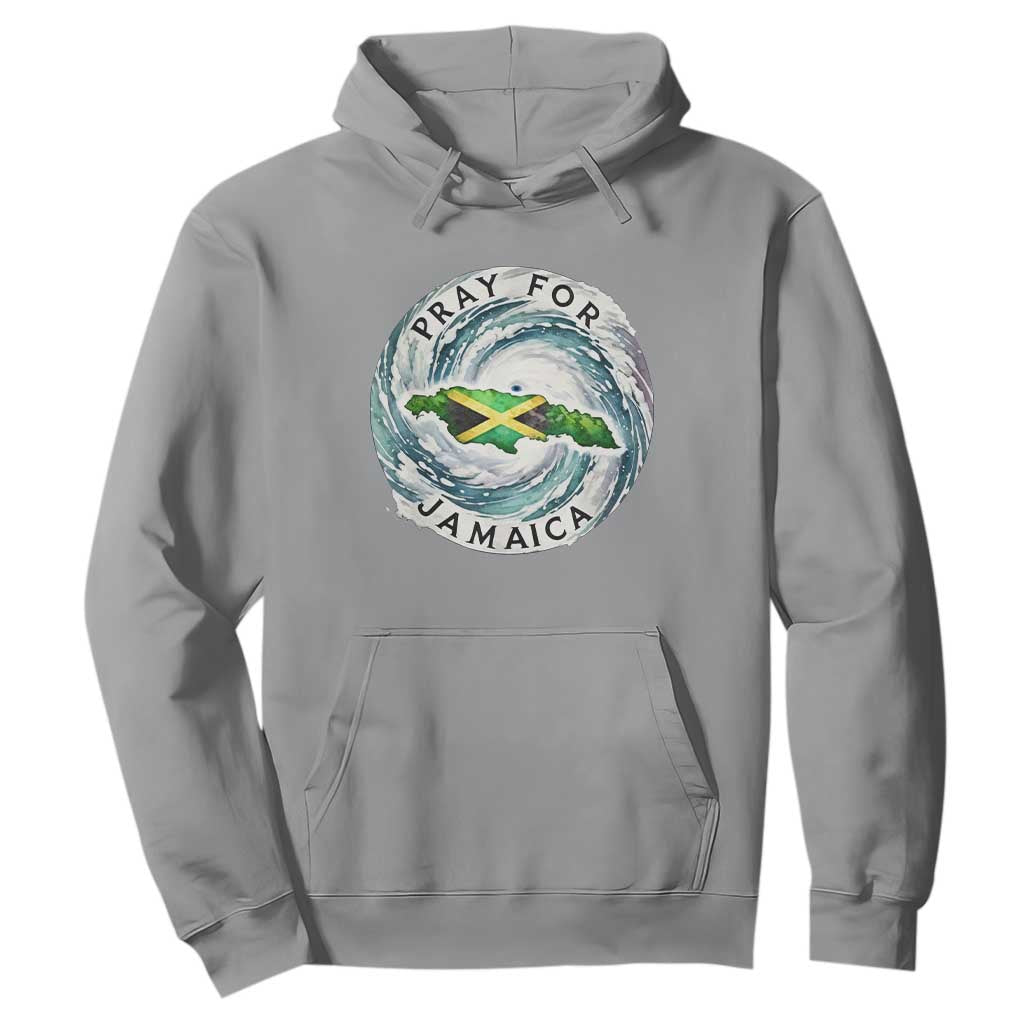 Pray For Jamaica Hurricane Support Hoodie Strong Island Map and Storm Graphic TS02 Sport Gray Print Your Wear