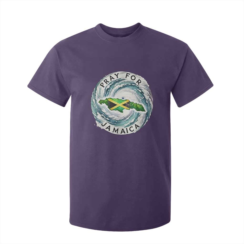 Pray For Jamaica Hurricane Support T Shirt For Kid Strong Island Map and Storm Graphic TS02 Purple Print Your Wear