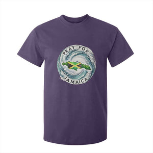 Pray For Jamaica Hurricane Support T Shirt For Kid Strong Island Map and Storm Graphic TS02 Purple Print Your Wear