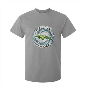 Pray For Jamaica Hurricane Support T Shirt For Kid Strong Island Map and Storm Graphic TS02 Sport Gray Print Your Wear