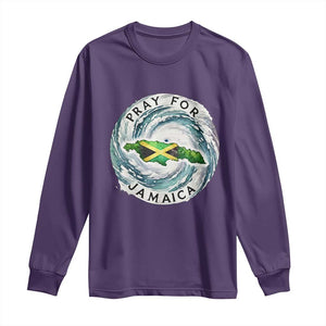 Pray For Jamaica Hurricane Support Long Sleeve Shirt Strong Island Map and Storm Graphic TS02 Purple Print Your Wear