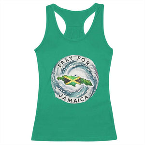 Pray For Jamaica Hurricane Support Racerback Tank Top Strong Island Map and Storm Graphic TS02 Irish Green Print Your Wear