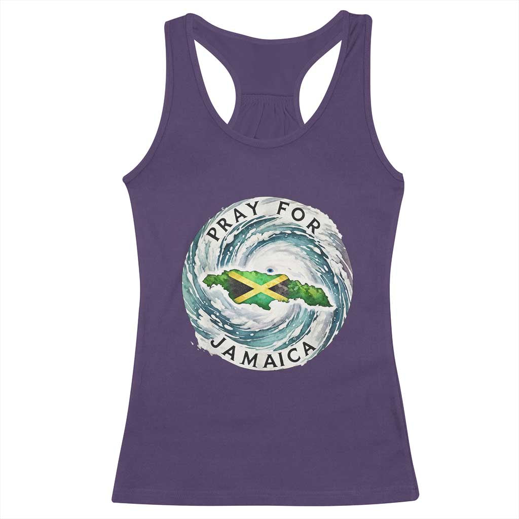 Pray For Jamaica Hurricane Support Racerback Tank Top Strong Island Map and Storm Graphic TS02 Purple Print Your Wear