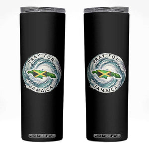 Pray For Jamaica Hurricane Support Skinny Tumbler Strong Island Map and Storm Graphic TS02 Black Print Your Wear