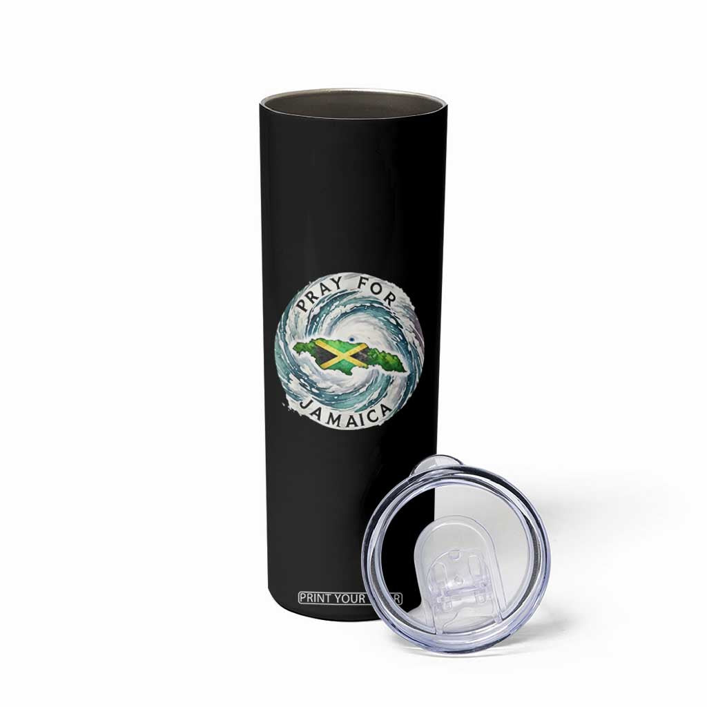 Pray For Jamaica Hurricane Support Skinny Tumbler Strong Island Map and Storm Graphic TS02 Print Your Wear