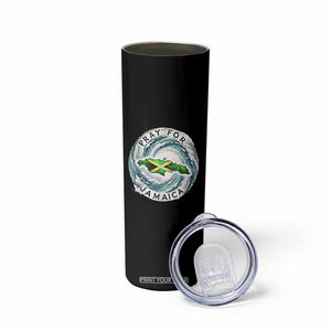 Pray For Jamaica Hurricane Support Skinny Tumbler Strong Island Map and Storm Graphic TS02 Print Your Wear