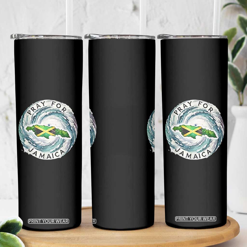Pray For Jamaica Hurricane Support Skinny Tumbler Strong Island Map and Storm Graphic TS02 Print Your Wear