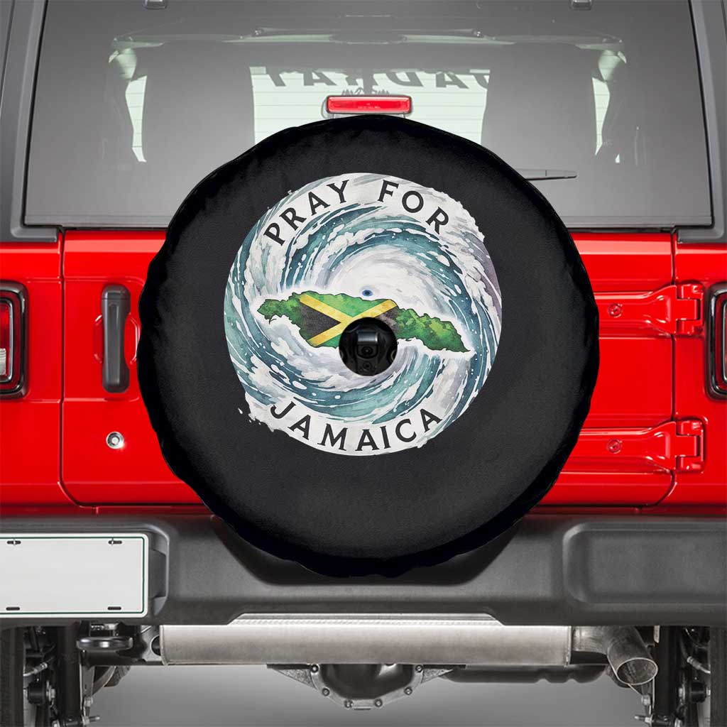 Pray For Jamaica Hurricane Support Spare Tire Cover Strong Island Map and Storm Graphic TS02 Black Print Your Wear