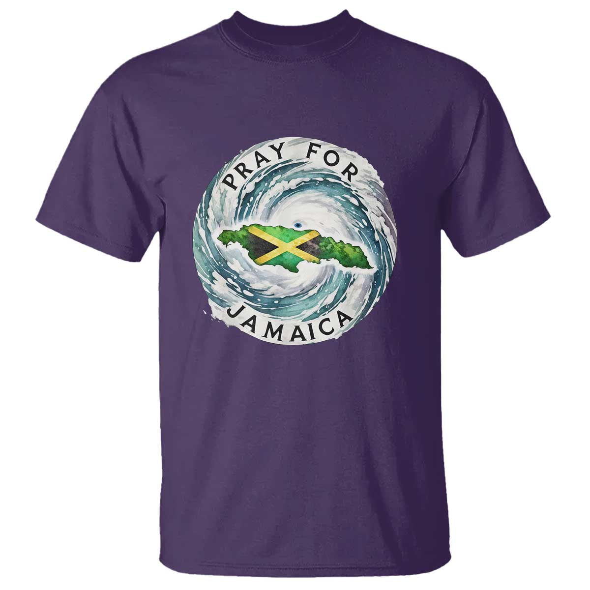 Pray For Jamaica Hurricane Support T Shirt Strong Island Map and Storm Graphic TS02 Purple Print Your Wear