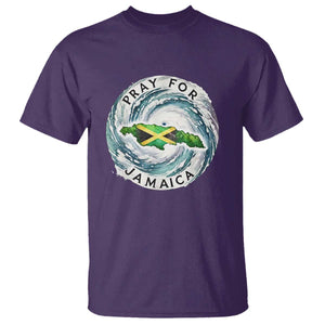 Pray For Jamaica Hurricane Support T Shirt Strong Island Map and Storm Graphic TS02 Purple Print Your Wear