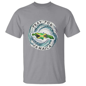 Pray For Jamaica Hurricane Support T Shirt Strong Island Map and Storm Graphic TS02 Sport Gray Print Your Wear