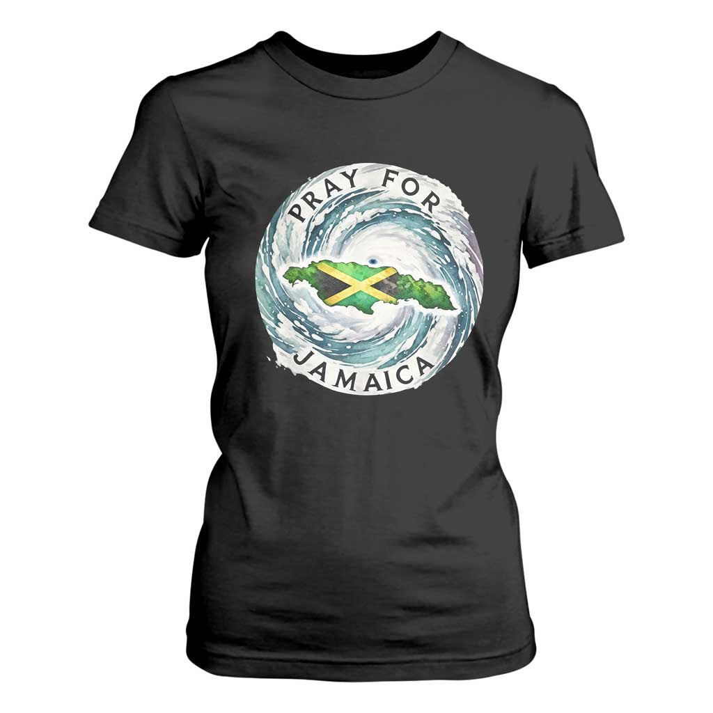 Pray For Jamaica Hurricane Support T Shirt For Women Strong Island Map and Storm Graphic TS02 Black Print Your Wear