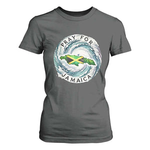 Pray For Jamaica Hurricane Support T Shirt For Women Strong Island Map and Storm Graphic TS02 Dark Heather Print Your Wear