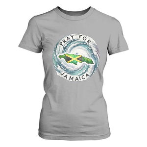Pray For Jamaica Hurricane Support T Shirt For Women Strong Island Map and Storm Graphic TS02 Sport Gray Print Your Wear