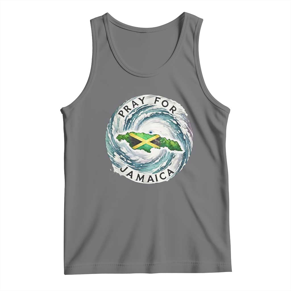 Pray For Jamaica Hurricane Support Tank Top Strong Island Map and Storm Graphic TS02 Black Heather Print Your Wear