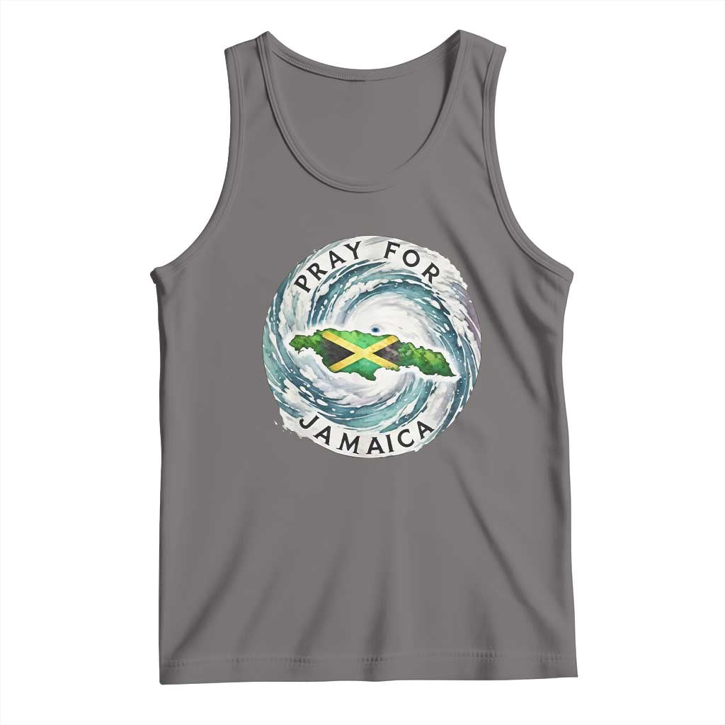 Pray For Jamaica Hurricane Support Tank Top Strong Island Map and Storm Graphic TS02 Deep Heather Print Your Wear