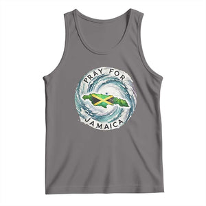 Pray For Jamaica Hurricane Support Tank Top Strong Island Map and Storm Graphic TS02 Deep Heather Print Your Wear