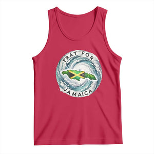 Pray For Jamaica Hurricane Support Tank Top Strong Island Map and Storm Graphic TS02 Red Print Your Wear