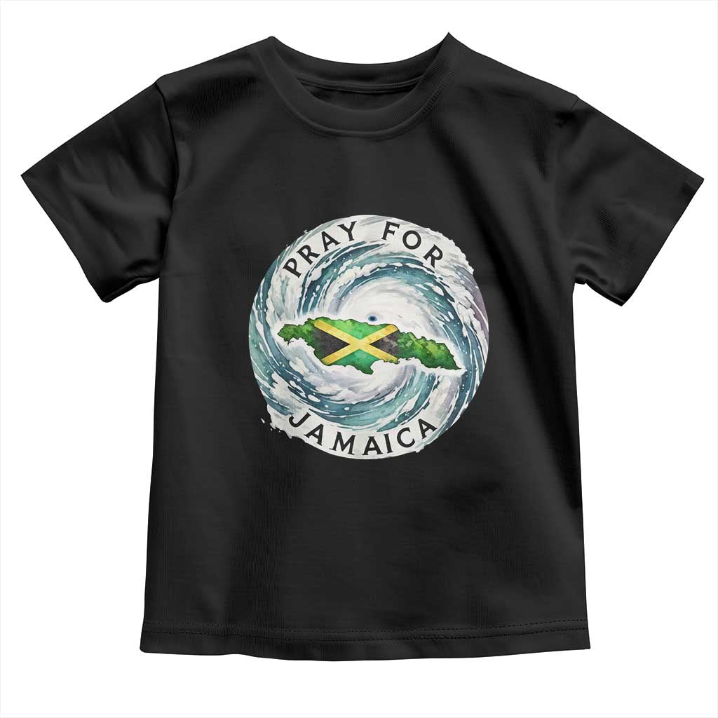 Pray For Jamaica Hurricane Support Toddler T Shirt Strong Island Map and Storm Graphic TS02 Black Print Your Wear