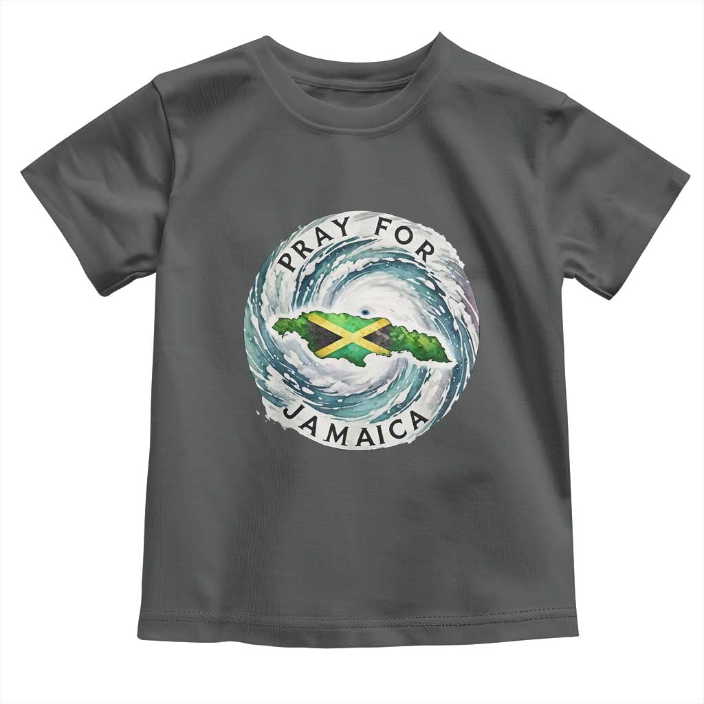 Pray For Jamaica Hurricane Support Toddler T Shirt Strong Island Map and Storm Graphic TS02 Dark Heather Print Your Wear