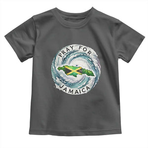 Pray For Jamaica Hurricane Support Toddler T Shirt Strong Island Map and Storm Graphic TS02 Dark Heather Print Your Wear