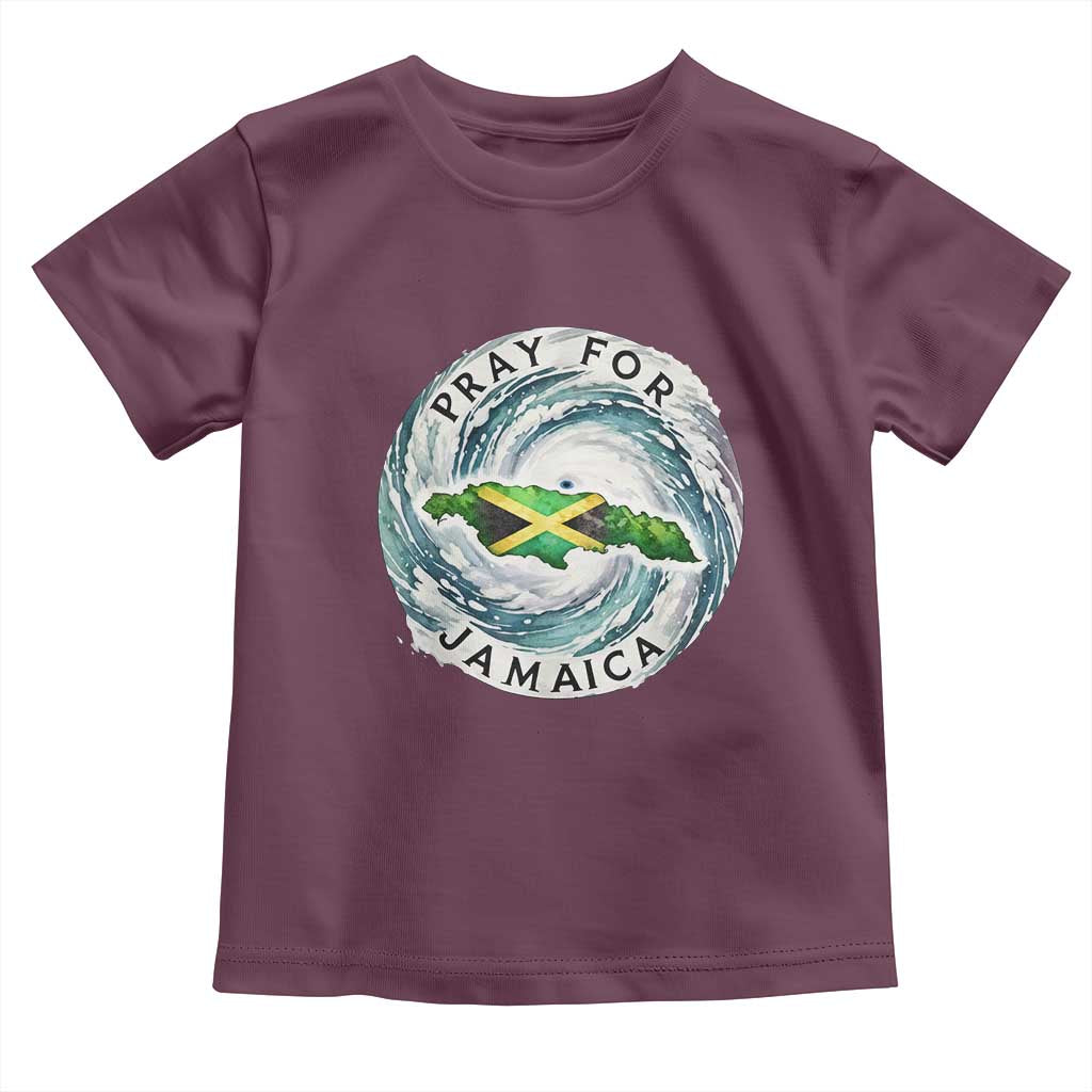 Pray For Jamaica Hurricane Support Toddler T Shirt Strong Island Map and Storm Graphic TS02 Maroon Print Your Wear
