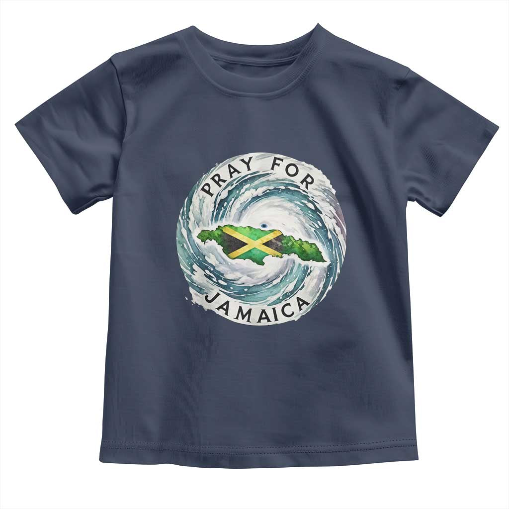 Pray For Jamaica Hurricane Support Toddler T Shirt Strong Island Map and Storm Graphic TS02 Navy Print Your Wear
