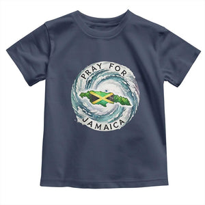 Pray For Jamaica Hurricane Support Toddler T Shirt Strong Island Map and Storm Graphic TS02 Navy Print Your Wear