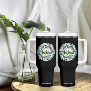 Pray For Jamaica Hurricane Support Tumbler With Handle Strong Island Map and Storm Graphic TS02 Print Your Wear