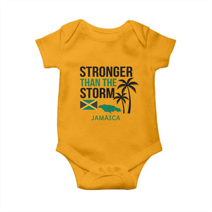 Stronger Than The Storm Jamaica Baby Onesie Resilience and Hope Hurricane Awareness TS02 Gold Print Your Wear
