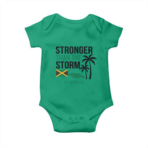 Stronger Than The Storm Jamaica Baby Onesie Resilience and Hope Hurricane Awareness TS02 Irish Green Print Your Wear