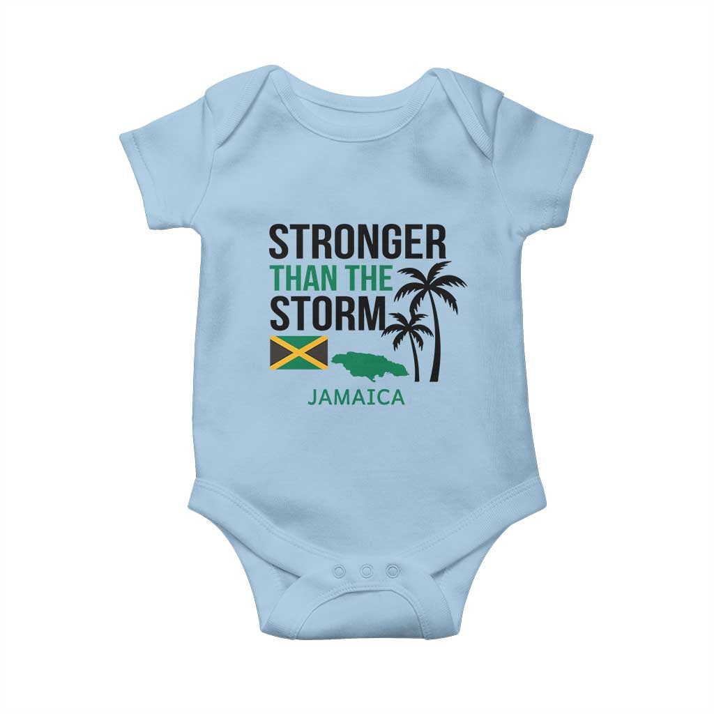 Stronger Than The Storm Jamaica Baby Onesie Resilience and Hope Hurricane Awareness TS02 Light Blue Print Your Wear