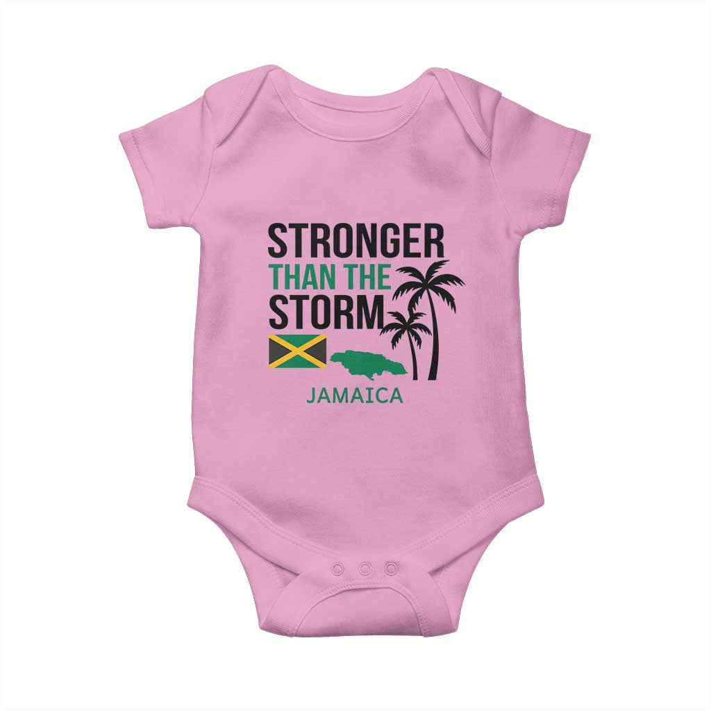 Stronger Than The Storm Jamaica Baby Onesie Resilience and Hope Hurricane Awareness TS02 Light Pink Print Your Wear