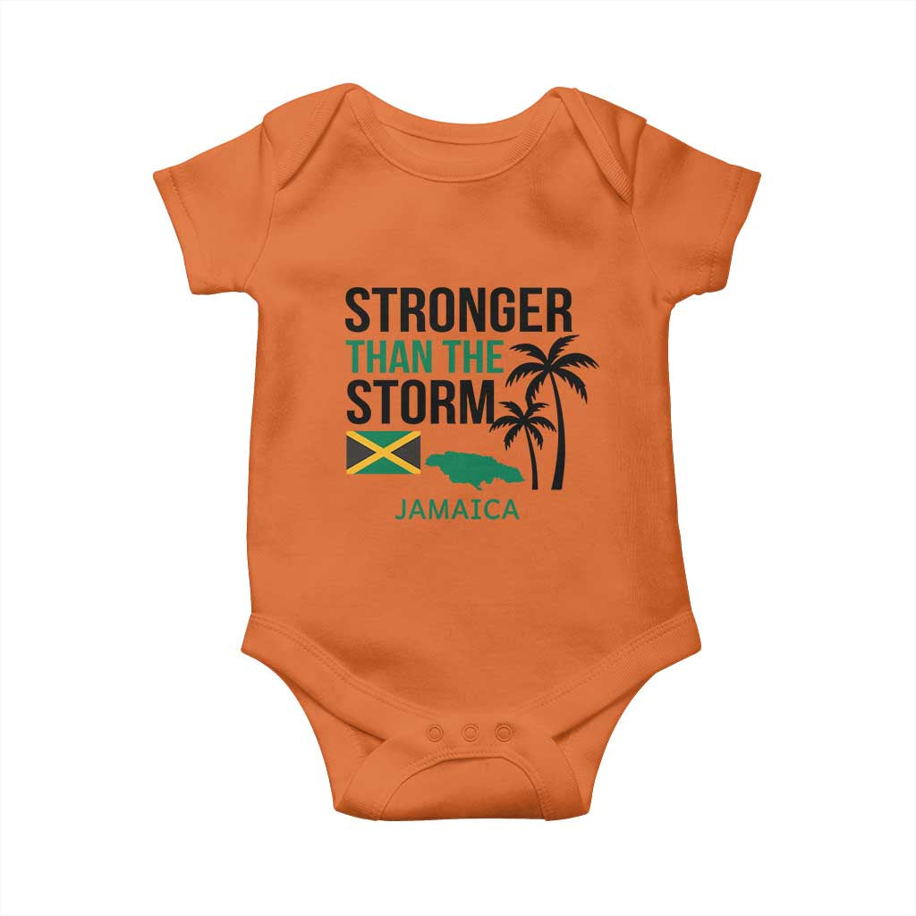 Stronger Than The Storm Jamaica Baby Onesie Resilience and Hope Hurricane Awareness TS02 Orange Print Your Wear