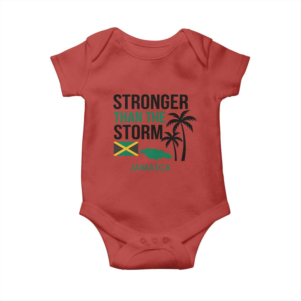 Stronger Than The Storm Jamaica Baby Onesie Resilience and Hope Hurricane Awareness TS02 Red Print Your Wear