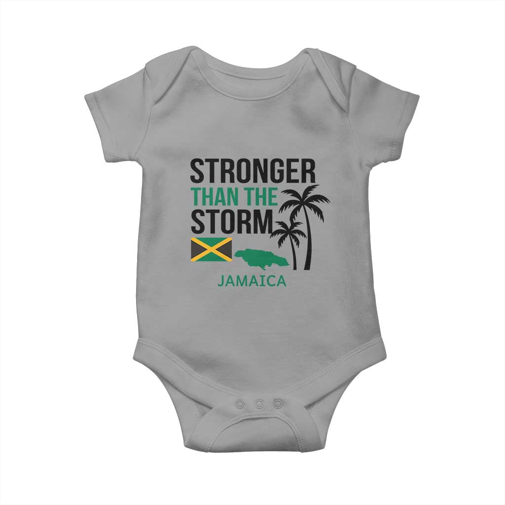 Stronger Than The Storm Jamaica Baby Onesie Resilience and Hope Hurricane Awareness TS02 Sport Gray Print Your Wear