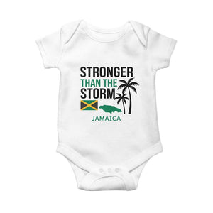 Stronger Than The Storm Jamaica Baby Onesie Resilience and Hope Hurricane Awareness TS02 White Print Your Wear